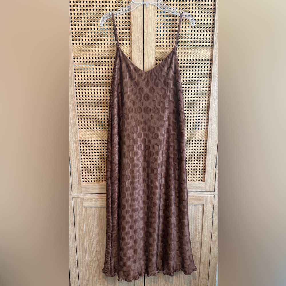 Brown Strapless Dress Midi
